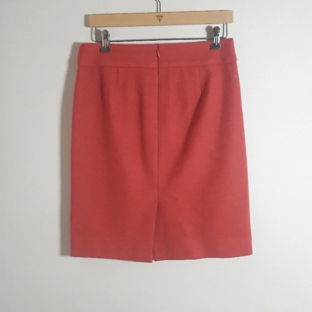 J. Crew Factory wool viscose blend lined  midi coral color skirt size 4 - Picture 2 of 10